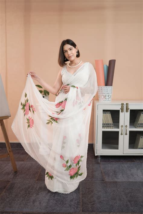 Sarees hand painted with organic colors on natural fabrics. | Ivory ...