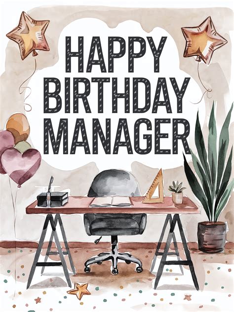 Free Download Watercolor Birthday Card for Manager