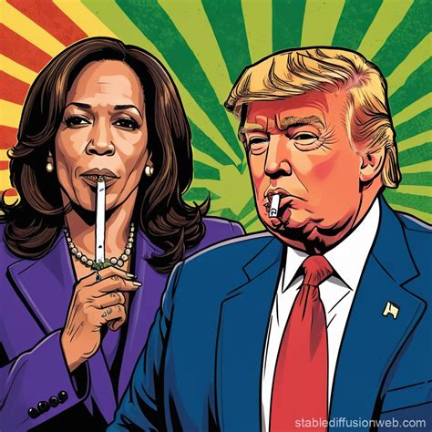 Kamala Harris and Donald Trump Marijuana Moment | Stable Diffusion Online