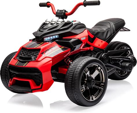 Amazon.com: 12V Kids Electric Motorcycle, 3 Wheels Ride on Motorbike with LED Lights, Treaded ...