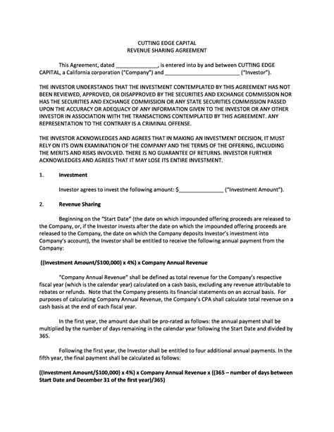Cost Sharing Agreement Template