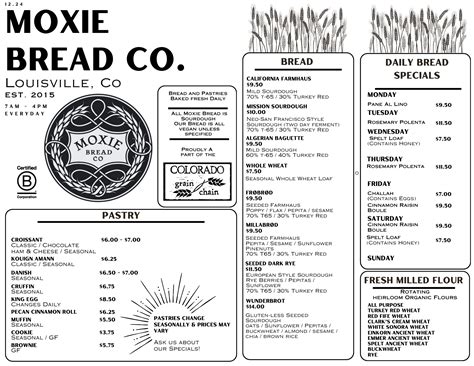 Menus — Moxie Bread Co