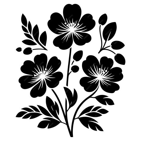 Vector black silhouettes of flowers isolated on a white background flower silhouette | Premium ...
