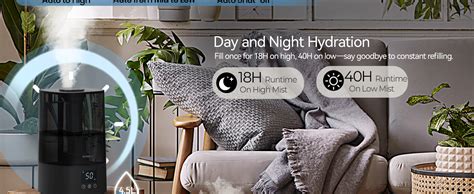 Rosekm Automatic Humidifiers for Bedroom Large Room, 4.5L Cool Mist ...