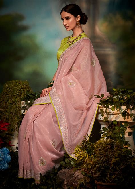Buy Watusi Pink Woven Designer Organza Silk Saree Online - MySilkLove