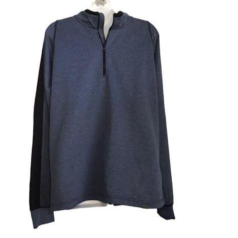 Hawke & Co. Men's Blue and Black Sweatshirt | Depop