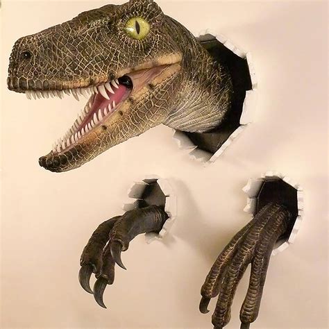 Buy JIJK Wall ed Dinosaur Sculpture –Life-like Wall Bursting Dino Wall ...