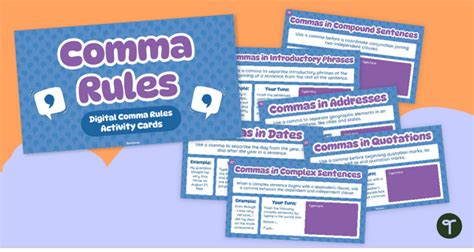 Image result for Comma Rules Close Activity