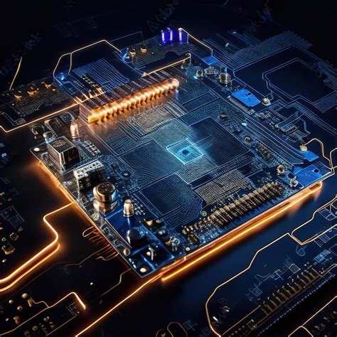 A futuristic computer circuit board with light trails | Premium AI ...
