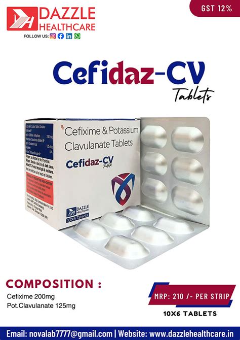 Cefixime 200 mg and Potassium Clavulanate 125 mg Tablet Manufacturer ...