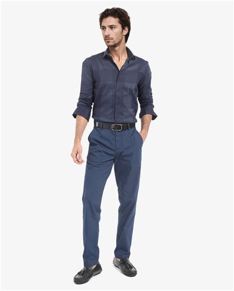 Rare Rabbit Men's Santhe Navy Cotton Checked Print Regular Fit Full Sl