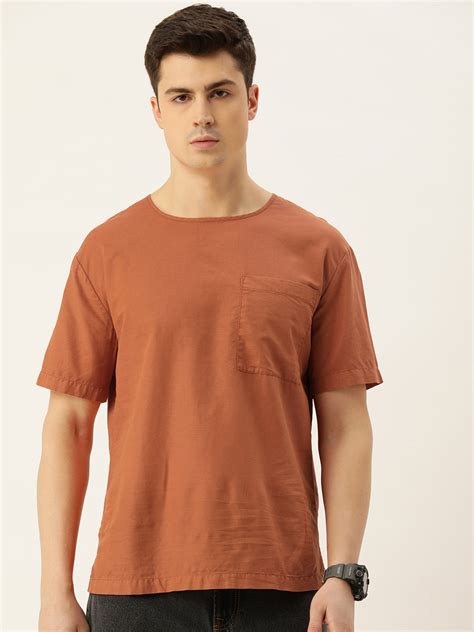 Men's Rust Orange Solid Regular Fit Casual Shirt | Men Casual Shirts ...