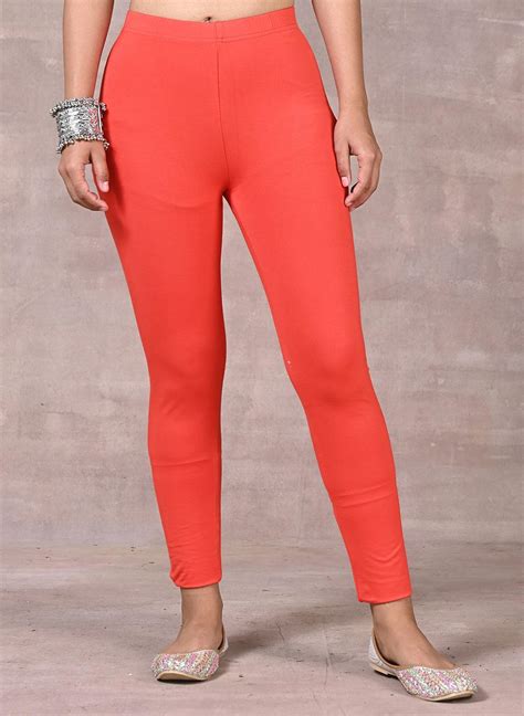 Sofia Bright Orange Skinny Fit Leggings for Women – Lakshita