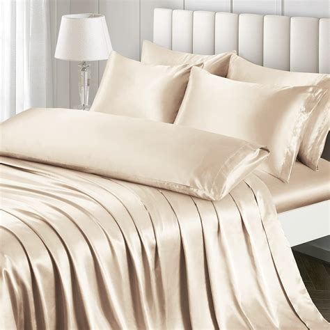 Amazon.com: Lanest Housing Silk Satin Sheets, Queen Size Satin Bed ...