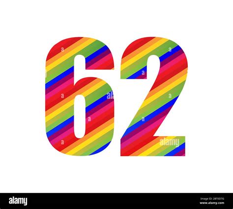 62 número estilo arco iris dígito numérico. Colorido Sixty dos números ...
