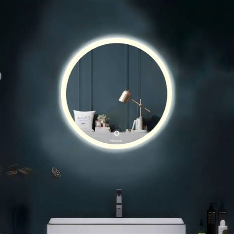 Neveo Mirrors® Round 3in1 led Light Mirror with Touch Sensor on/Off an