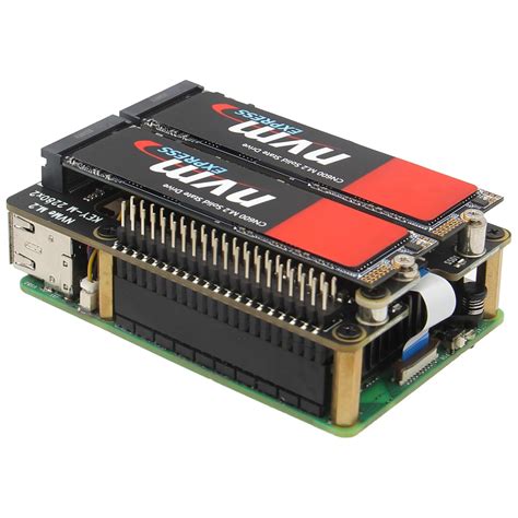 Geekworm X1004 PCIe to Dual M.2 HAT NVMe 2280 SSD PCIe Peripheral Board ...