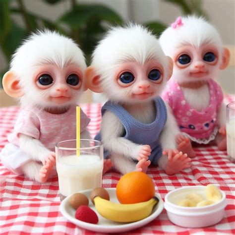 Three Little Monkeys Sitting on a Table