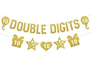 SVM CRAFT® Double Digits 10th Birthday Banner - Happy 10th Birthday ...