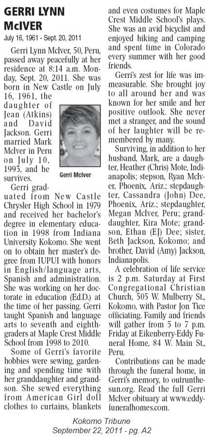 2011 Kokomo Tribune Obituaries - Kokomo, In