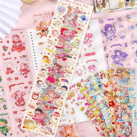 FunBlast Cute Cartoon Theme Kawaii Stickers – 20 Pet Sheets Cute Washi ...