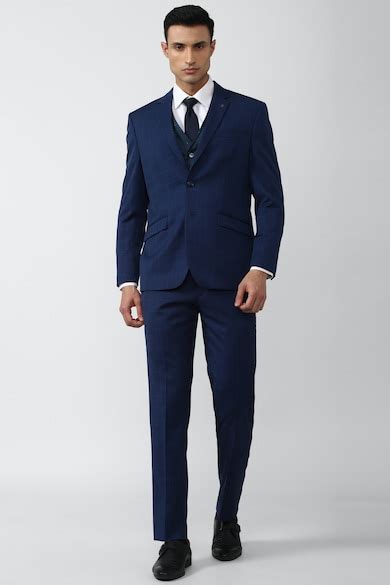 Buy Men Navy Check Slim Fit Formal Four Piece Suit Online - 811797 ...