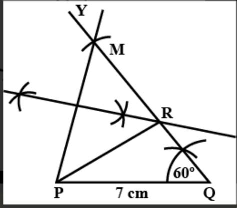 the construction of triangle PQR in which PQ=6cm, angle P=50° is ...