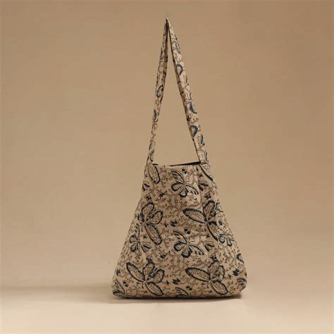Beige Handcrafted Fabric Jhola Bag