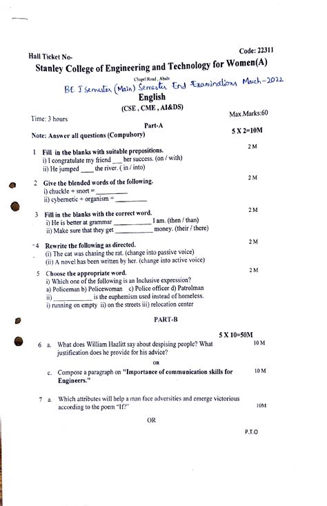 📃BE 1st Sem Autonomous previous question papers