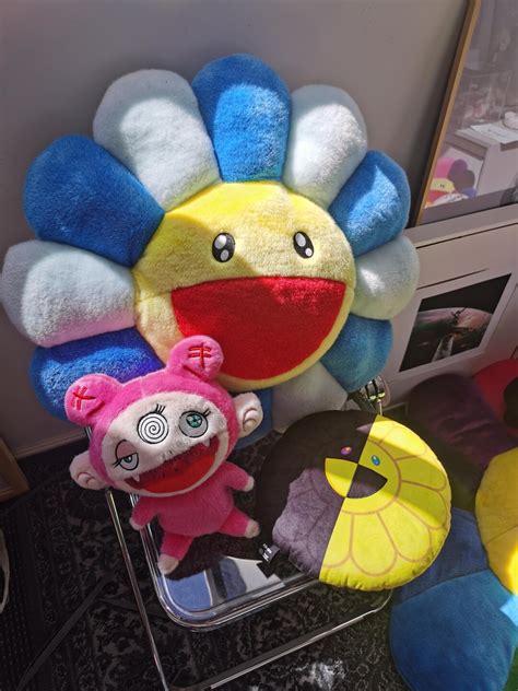 Takashi Murakami Flower Pillow Blue 60CM - Etsy