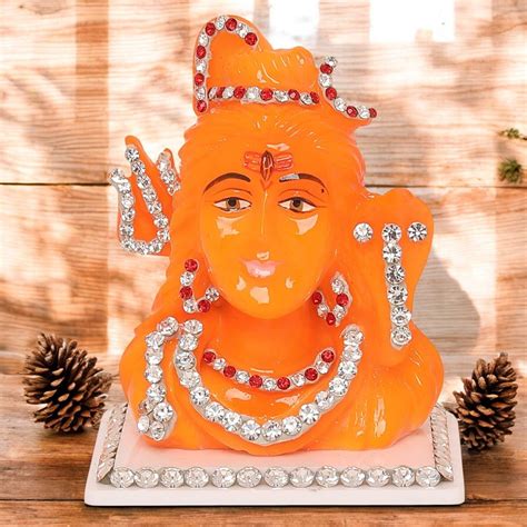 VOILA Lord Shiva Statue (Orange) for Vehicle (Auto/Car/Bus/Truck) Dash
