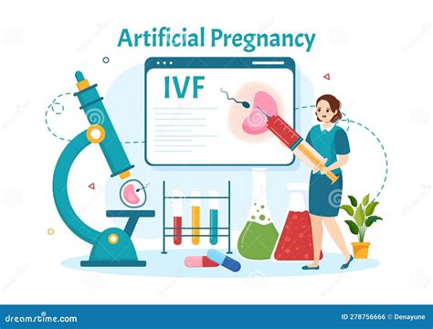 Artificial Pregnancy Vector Illustration with Couple after Successful ...