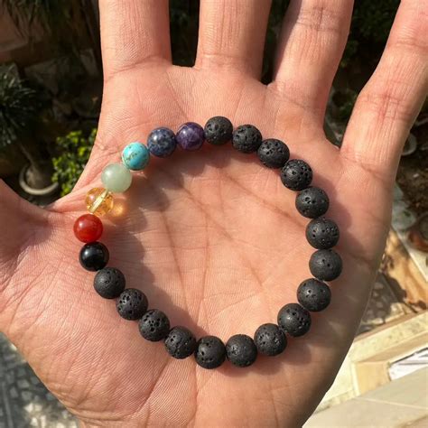 100% Natural 7 Chakra Lava Bracelet – Balance & Energy Healing | World ...