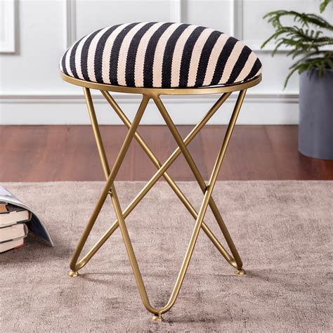Buy Black and White Metallic Ottoman Stool Online at Best Price | Nestroots