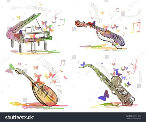 Image result for Musical Instruments Abstract Drawing