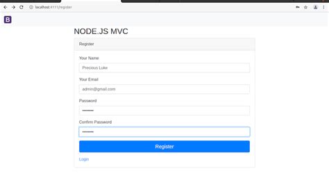 Image result for Sign Up Form Node.js MVC
