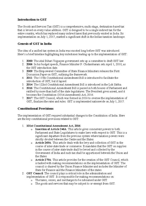 Introduction to GST - ITS INTODUCTION TO GST - Introduction to GST The ...