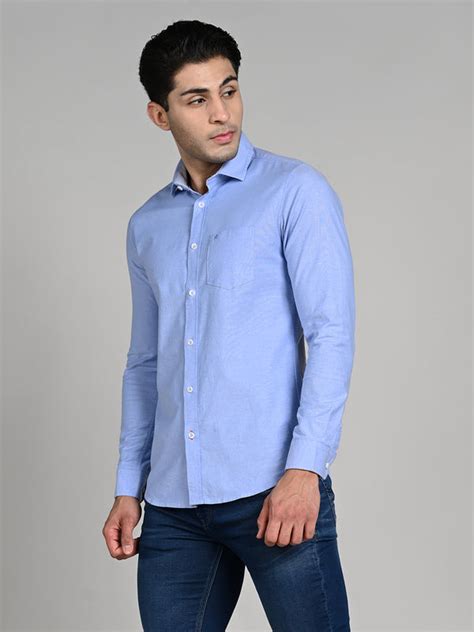 Men Blue Solid Slim Fit Shirt – Killer Jeans
