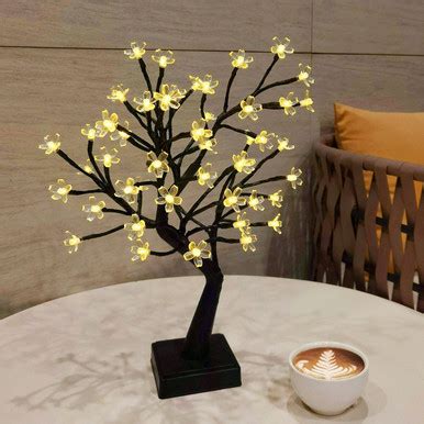 PMS 17inch 72 LEDs Cherry Blossom Tree Lights Desk Top Bonsai Tree Lamp ...