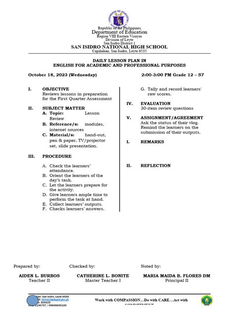 Image result for Ecap Lesson Plan Examples