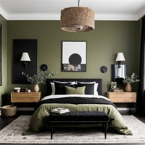 black bedroom | Olive Green Color: Discover What Colors Go With Olive ...