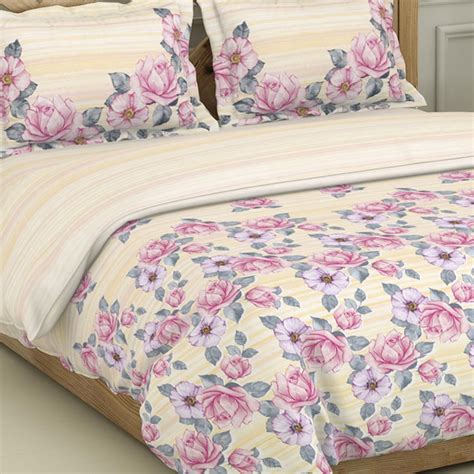 Buy SPACES Atrium Pink Printed Cotton Double Bed-In-A-Bag Set - 4Pcs ...