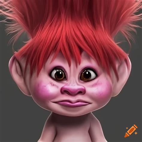 Digital art of a red-haired female troll on Craiyon