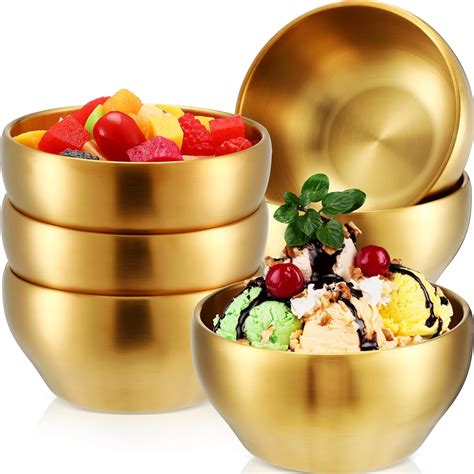 Amazon.com | Lallisa 6 Pcs 20 oz 304 Stainless Steel Gold Serving Bowls ...