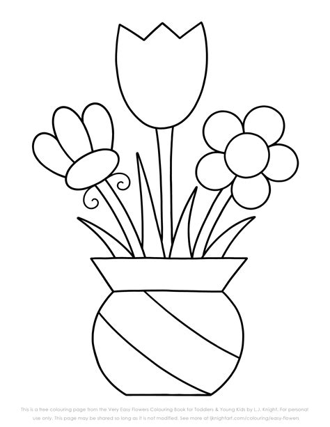 Free Very Easy Flowers Colouring Page. L.J. Knight - Coloring Nation