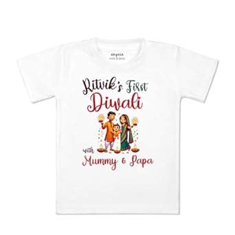 Buy ARVESA My First Diwali Customised Unisex Baby Kid Tshirt Name ...