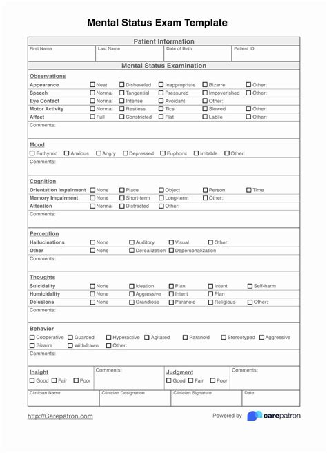 Free Printable Mini Mental Status Exams