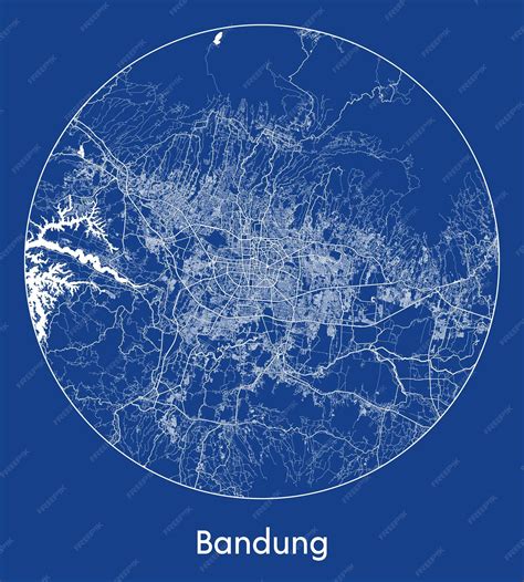 Premium Vector | City map bandung indonesia asia blue print round circle vector illustration