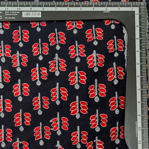 Pure Cotton Black With Red Arrow Motifs With Border Hand Block Print F ...