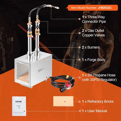 Portable Propane Forge, 2 Burner Blacksmith Forge, 2600 ℉ Tool and ...